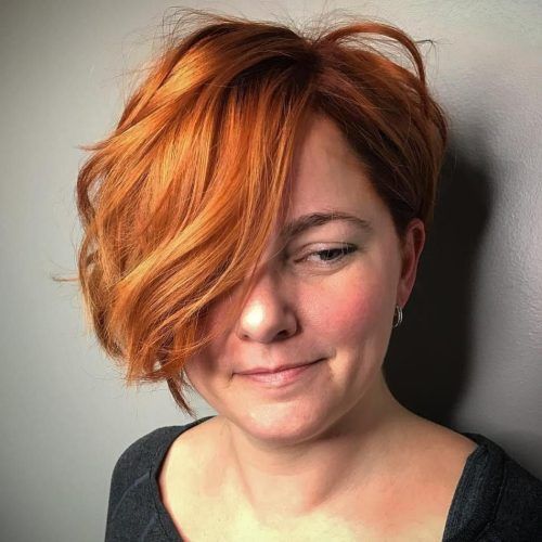 Wavy Asymmetrical Pixie Haircuts With Pastel Red (Photo 2 of 20)