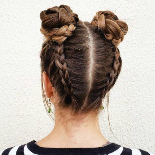 Braided Space Buns Updo Hairstyles (Photo 4 of 20)