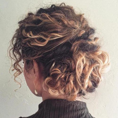 Messy Updo Hairstyles With Free Curly Ends (Photo 2 of 20)
