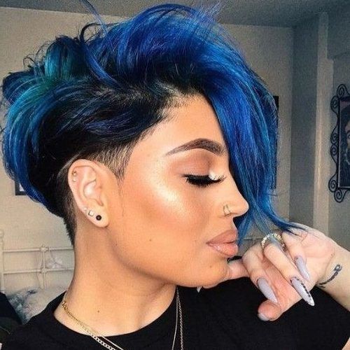 Blue Punky Pixie Hairstyles With Undercut (Photo 1 of 20)