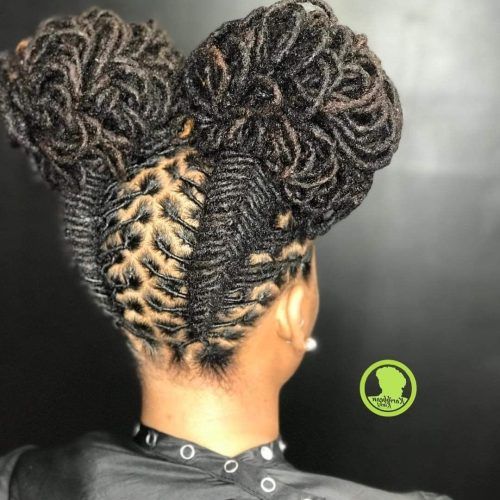 Tightly Coiled Gray Dreads Bun Hairstyles (Photo 7 of 20)