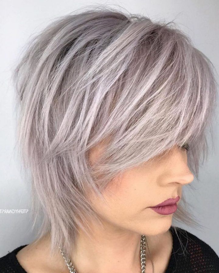 20 Collection of Short-to-medium Shattered Gray Shag Haircuts