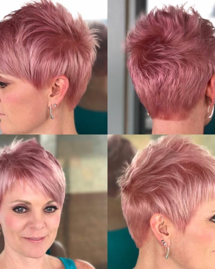 20 Best Collection of Wavy Asymmetrical Pixie Haircuts with Pastel Red