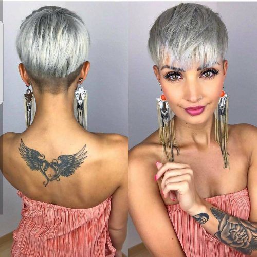 Very Short Pixie Haircuts With A Razored Side Part (Photo 7 of 20)