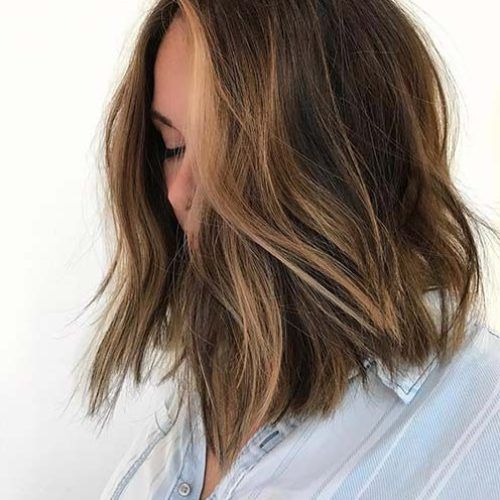 Brightened Brunette Messy Lob Haircuts (Photo 4 of 20)