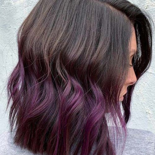 Brunette To Mauve Ombre Hairstyles For Long Wavy Bob (Photo 10 of 20)