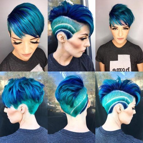 Blue Punky Pixie Hairstyles With Undercut (Photo 3 of 20)