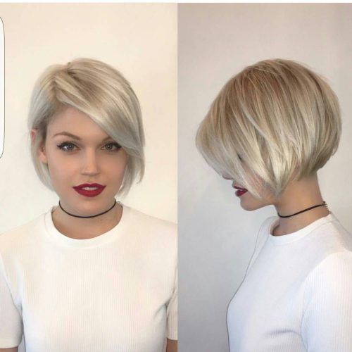 Side Parted White Blonde Pixie Bob Haircuts (Photo 3 of 20)