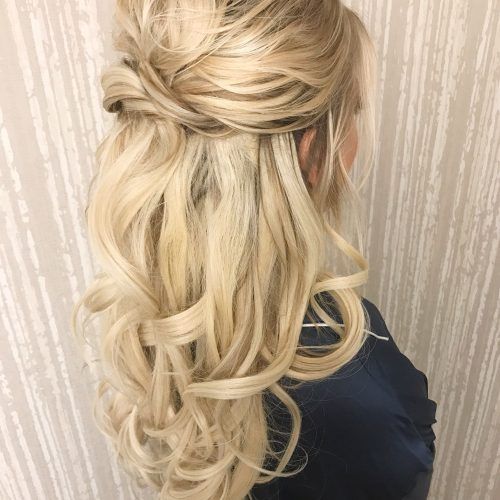 Curly Half Updo Hairstyles (Photo 3 of 15)
