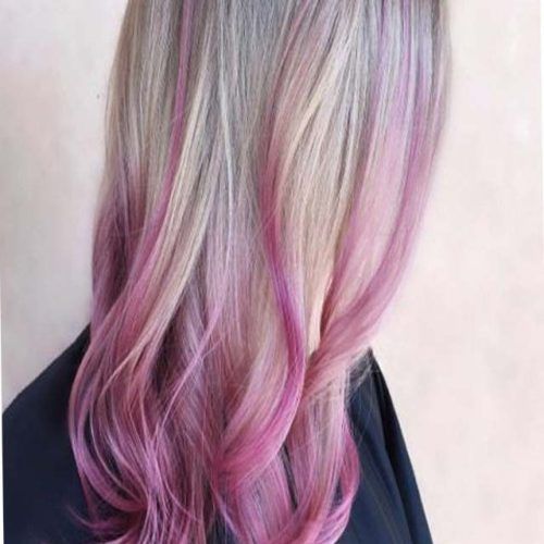 Hot Pink Highlights On Gray Curls Hairstyles (Photo 5 of 20)