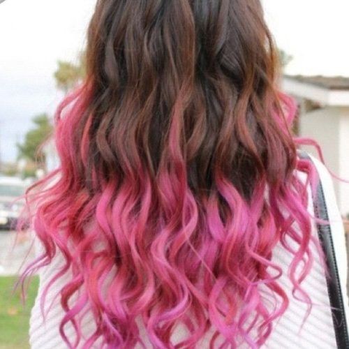 Hot Pink Highlights On Gray Curls Hairstyles (Photo 3 of 20)
