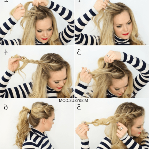 French Braid Ponytail Hairstyles With Curls (Photo 5 of 20)