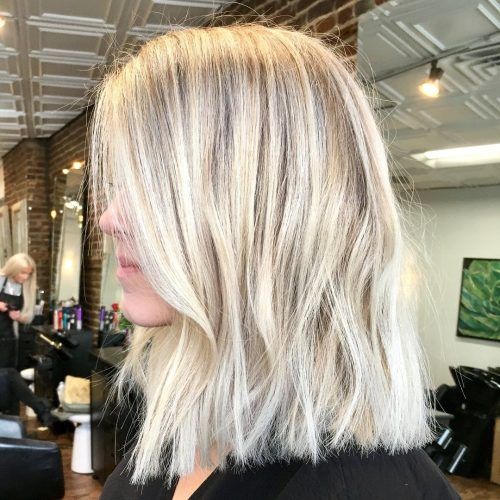 Blunt Cut White Gold Lob Blonde Hairstyles (Photo 2 of 20)