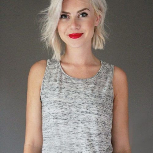 White Blunt Blonde Bob Hairstyles (Photo 17 of 20)
