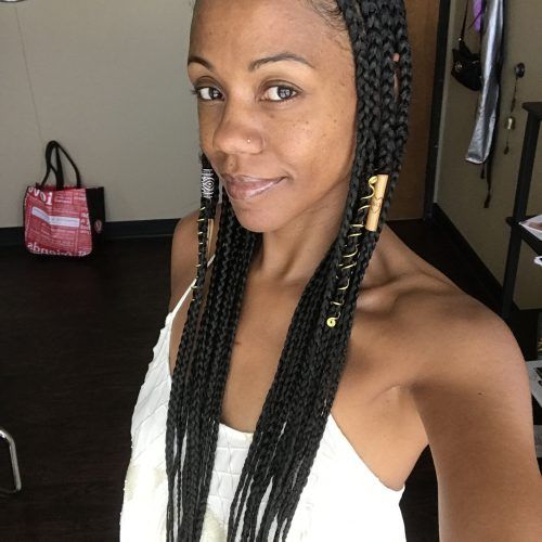 Simple Center-Part Fulani Braids With A Forehead Bead (Photo 1 of 15)