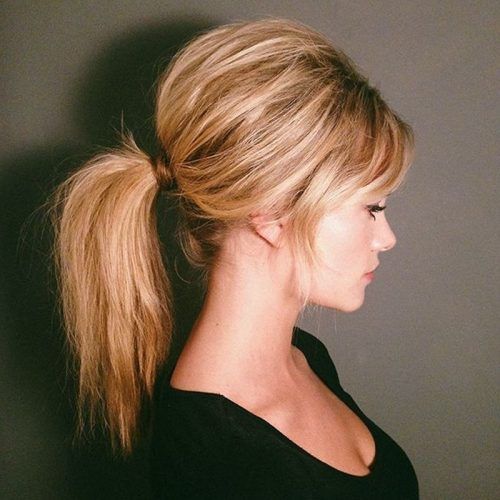 Low Loose Pony Hairstyles With Side Bangs (Photo 6 of 20)