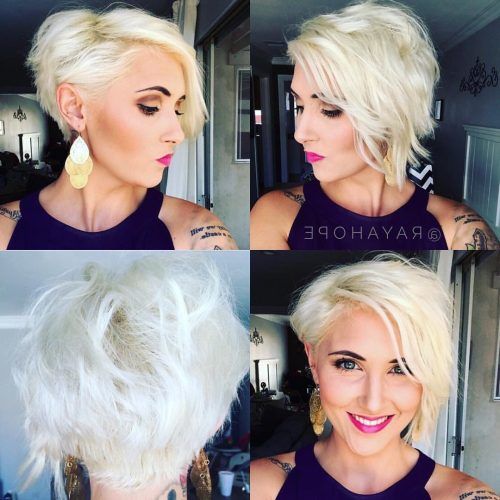 Side Parted White Blonde Pixie Bob Haircuts (Photo 11 of 20)