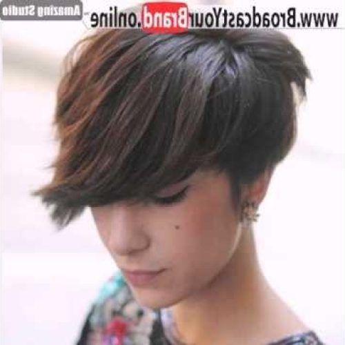Pixie Haircuts With Long Side Swept Bangs (Photo 7 of 20)