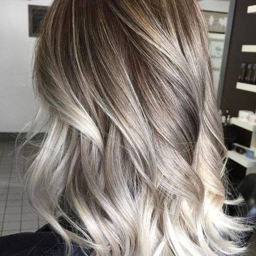 Dark Brown Hair Hairstyles With Silver Blonde Highlights (Photo 5 of 20)