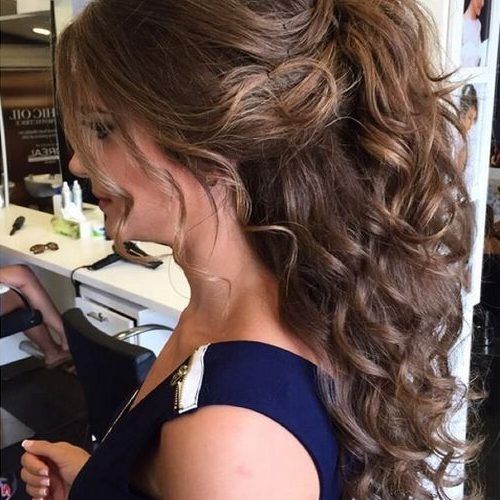 Chic Ponytail Updo For Long Curly Hair (Photo 1 of 15)