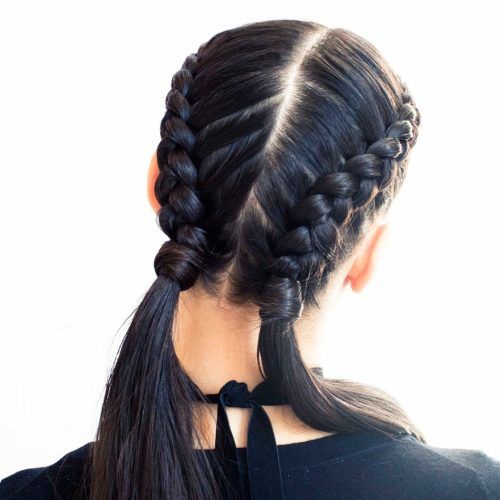 Double French Braid Crown Ponytail Hairstyles (Photo 9 of 20)