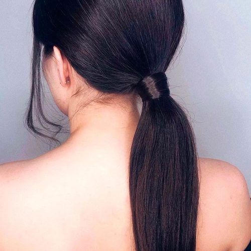 Low Pony Hairstyles With Bangs (Photo 4 of 20)