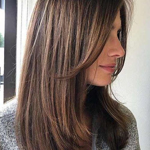 Straight Mid-Length Chestnut Hairstyles With Long Bangs (Photo 1 of 20)