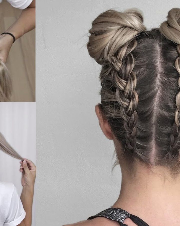 15 Inspirations Upside Down Braids with Double Buns