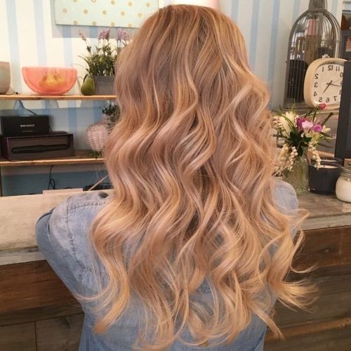 Creamy Blonde Waves With Bangs (Photo 18 of 20)