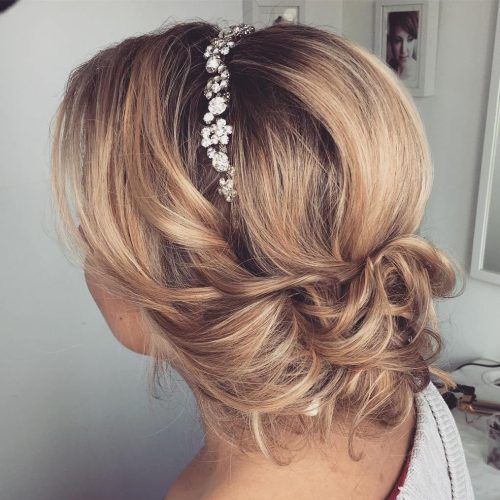 Embellished Caramel Blonde Chignon Bridal Hairstyles (Photo 14 of 20)