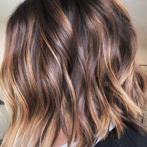 Lob Hairstyle With Warm Highlights (Photo 5 of 20)
