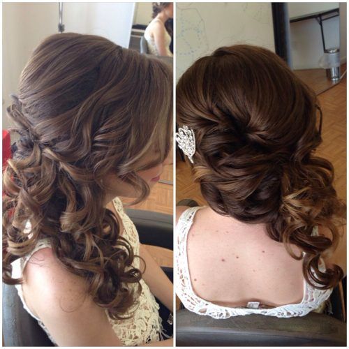 Side Swept Brunette Waves Hairstyles For Prom (Photo 7 of 20)