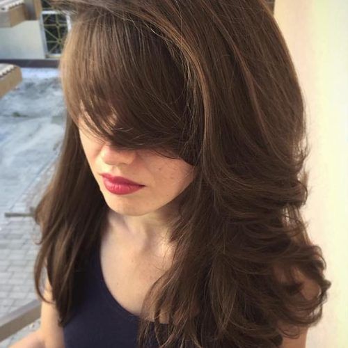 Straight Mid-Length Chestnut Hairstyles With Long Bangs (Photo 2 of 20)