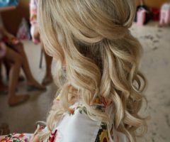2024 Latest Half Up Blonde Ombre Curls Bridal Hairstyles