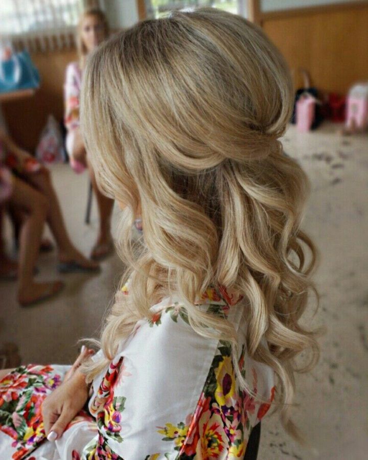 2024 Latest Half Up Blonde Ombre Curls Bridal Hairstyles