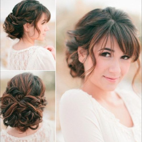 Formal Curly Updos With Bangs For Wedding (Photo 12 of 20)