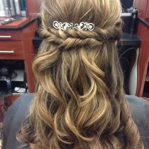 Curly Wedding Updos With Flower Barrette Ties (Photo 16 of 20)