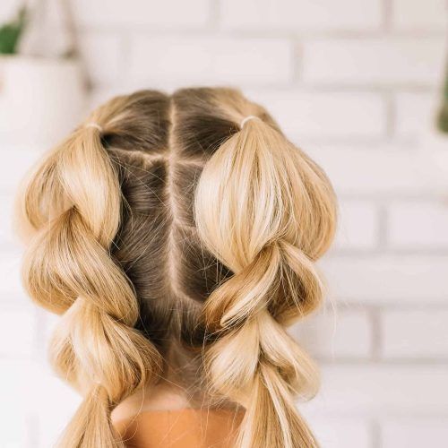 Blonde Ponytails With Double Braid (Photo 11 of 20)
