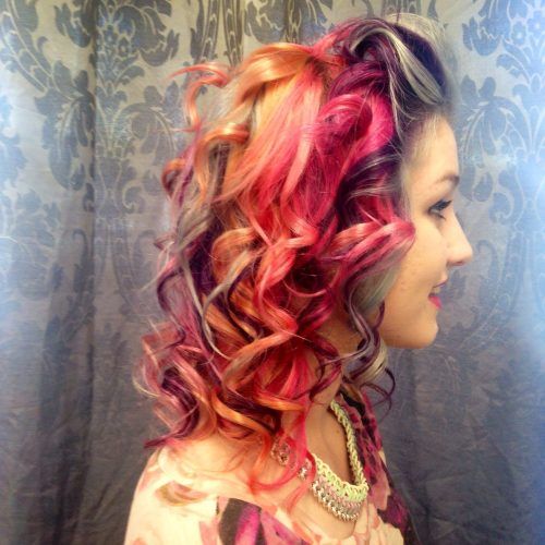 Pastel Rainbow-Colored Curls Hairstyles (Photo 16 of 20)