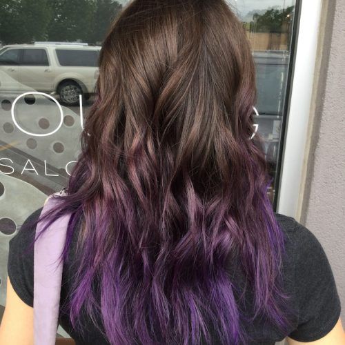 Brunette To Mauve Ombre Hairstyles For Long Wavy Bob (Photo 18 of 20)