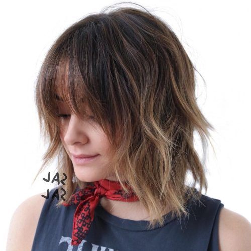 Medium Brunette Shag Haircuts With Thick Bangs (Photo 9 of 20)