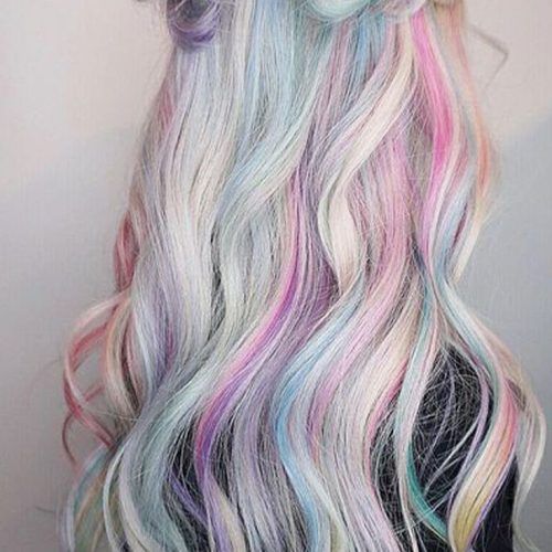 Pastel Rainbow-Colored Curls Hairstyles (Photo 14 of 20)