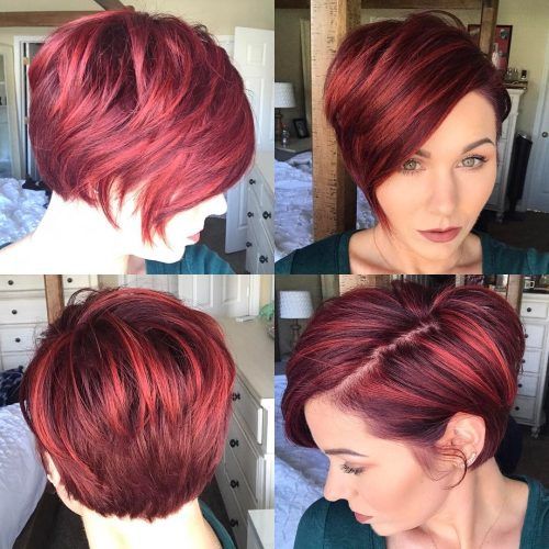 Wavy Asymmetrical Pixie Haircuts With Pastel Red (Photo 7 of 20)