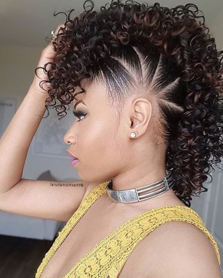 20 Inspirations Braids and Curls Mohawk Hairstyles