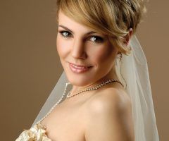 15 Best Collection of Bridal Hairstyles for Short Length Hair with Veil