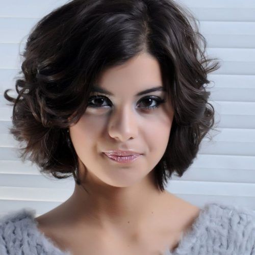 Curly Brunette Bob Hairstyles With Bangs (Photo 1 of 20)