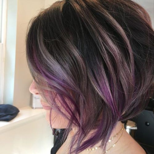 Brunette To Mauve Ombre Hairstyles For Long Wavy Bob (Photo 8 of 20)