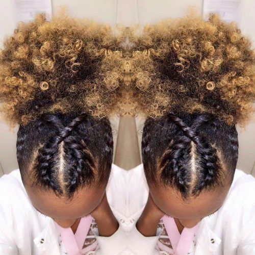 Crossed Twists And Afro Puff Pony (Photo 4 of 15)