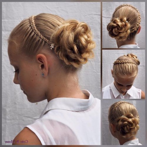 Top-Knot Bun With Cascade Of Thin Braids (Photo 5 of 15)