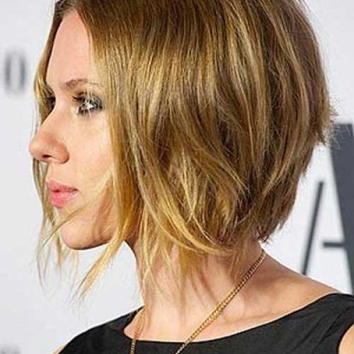 Scarlett Johansson Asymmetrical Choppy Bob Hairstyles (Photo 11 of 15)